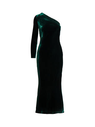 Polo Ralph Lauren Silk Blend Velvet One Shoulder Maxi Dress, Green