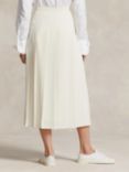 Polo Ralph Lauren Satin Pleated A-Line Midi Skirt, Natural Cream
