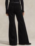 Polo Ralph Lauren Pintucked Corduroy Flare Flat Front Trousers, Black, Black
