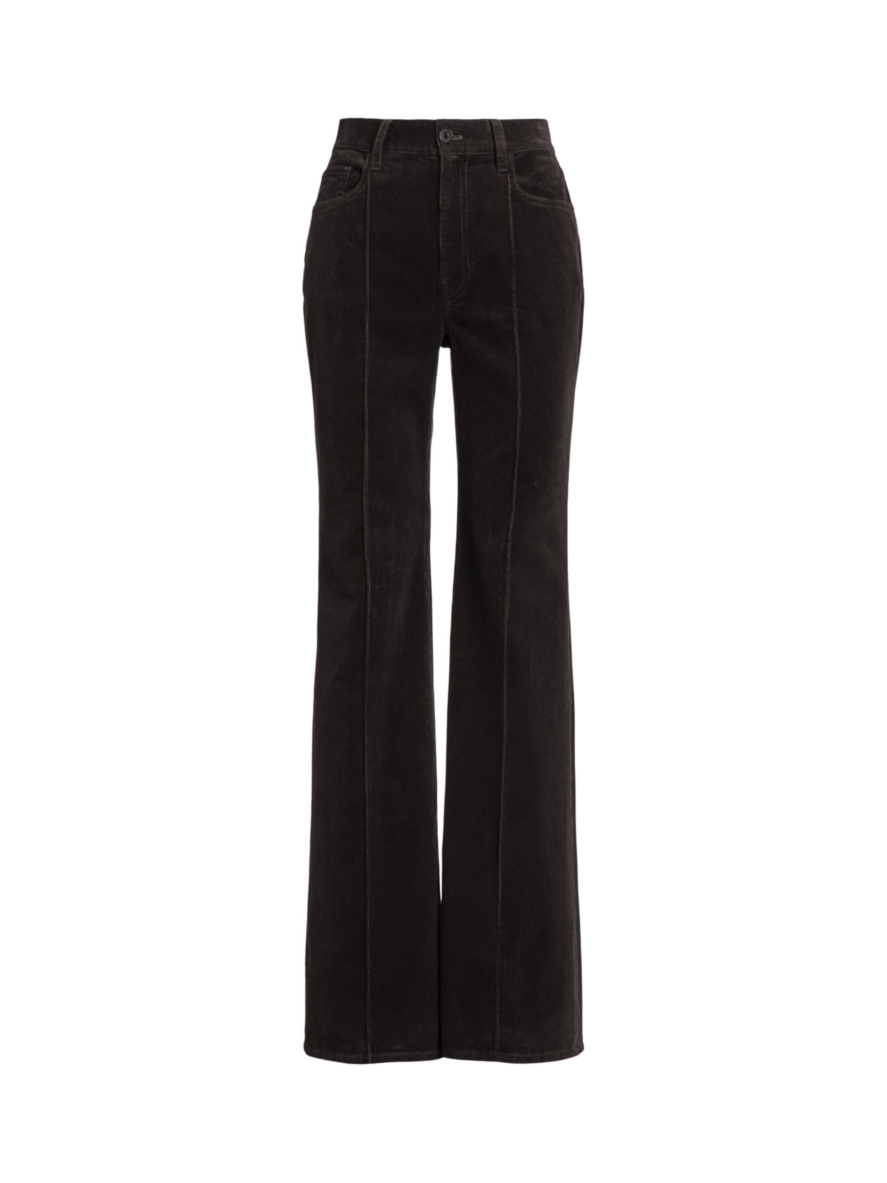 Polo Ralph Lauren Pintucked Corduroy Flare Flat Front Trousers, Black ...