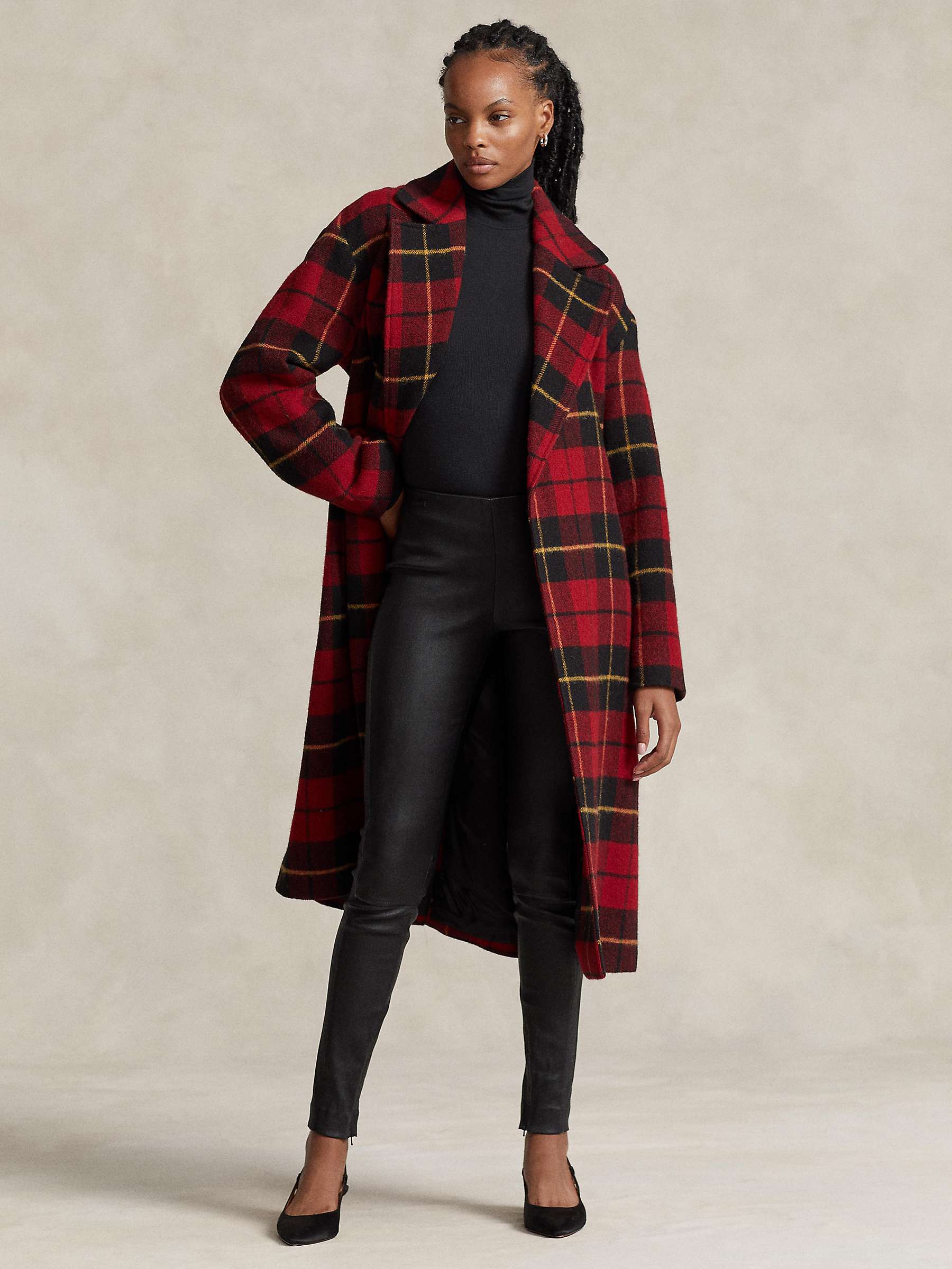 Buy Polo Ralph Lauren Jacky Wool Blend Tartan Wrap Coat, Red/Multi Online at johnlewis.com