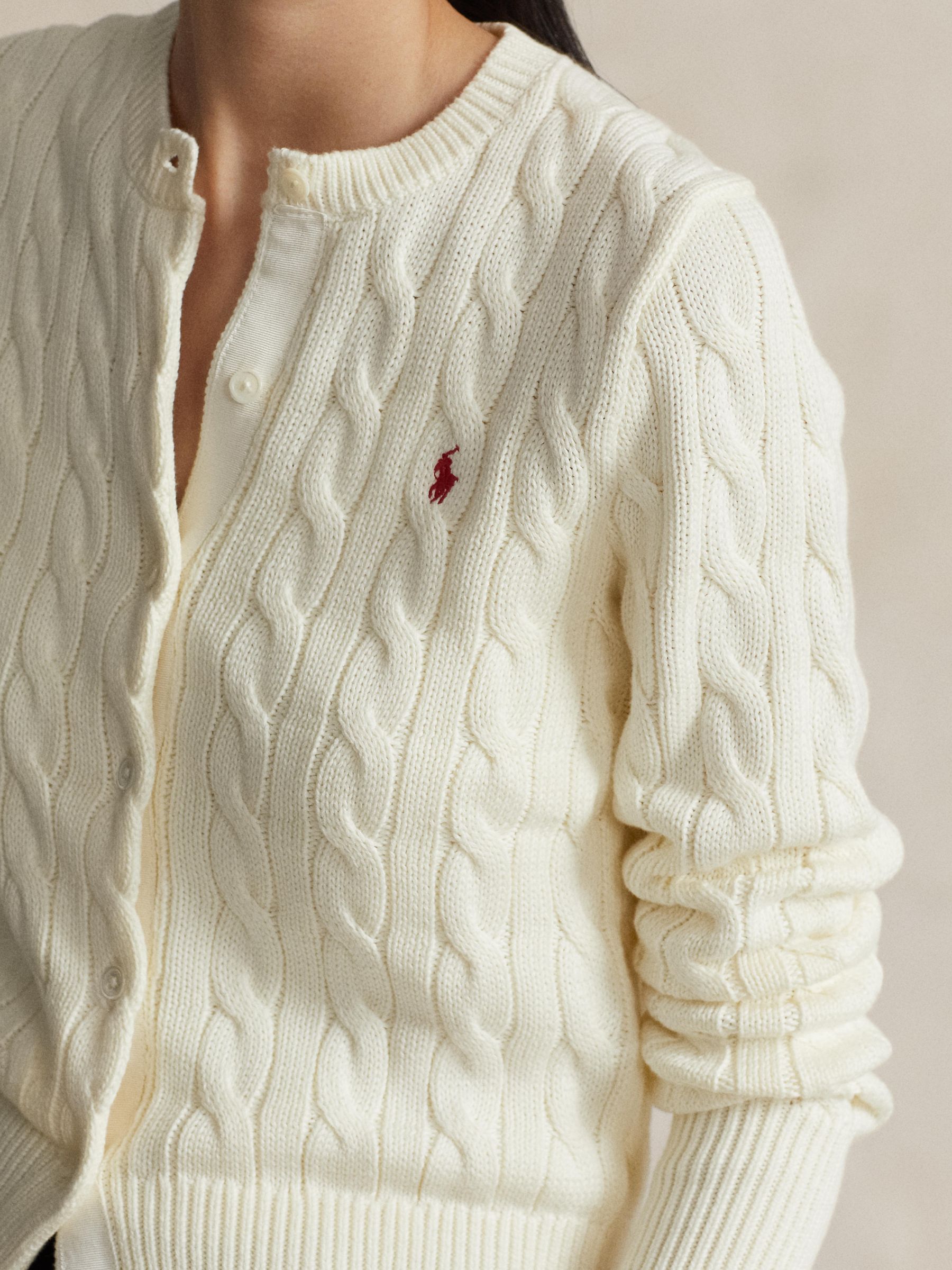 Ralph Lauren Cable-knit Cotton Cardigan in Natural