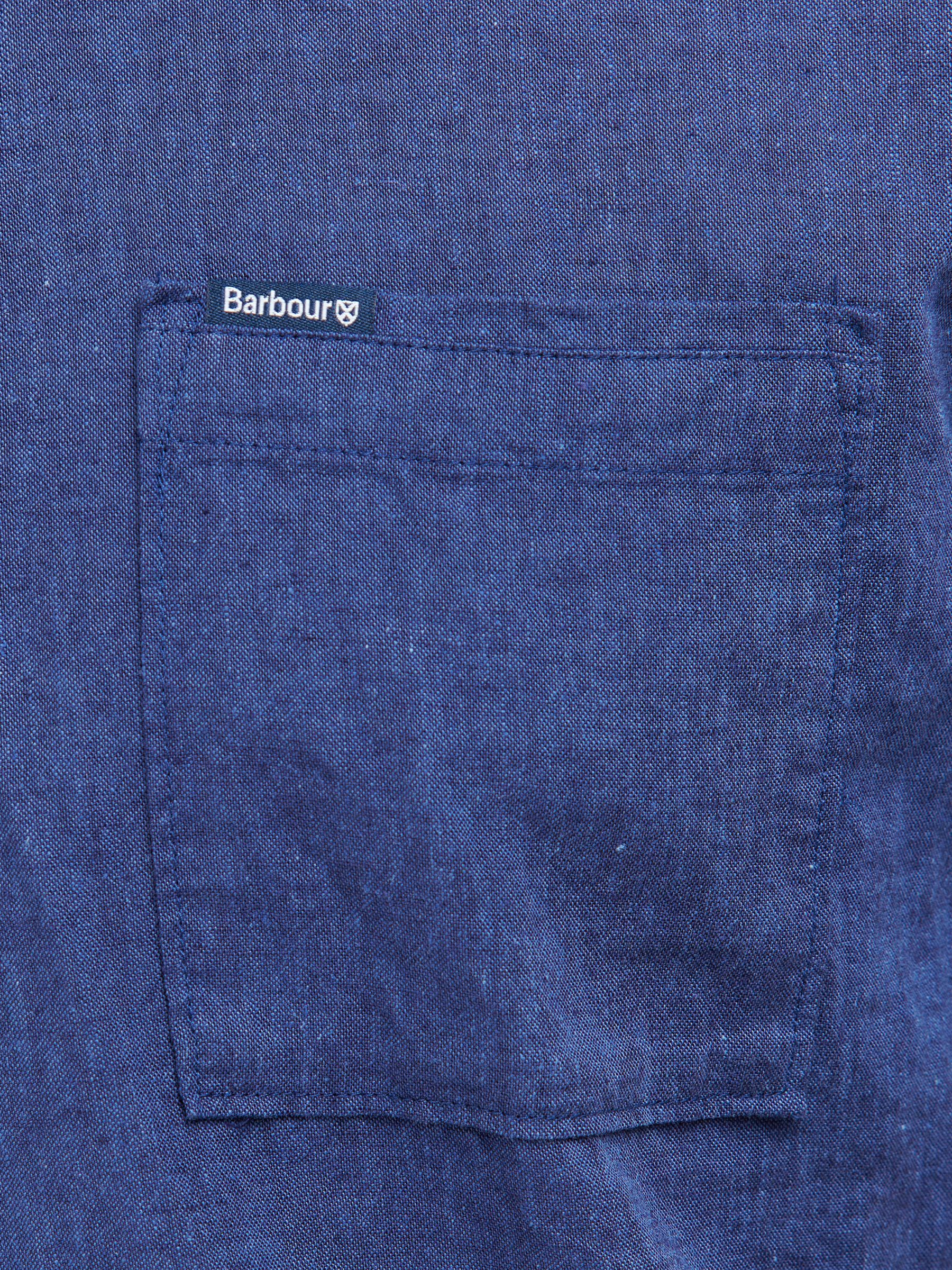 Barbour Nelson Linen Blend Short Sleeve Shirt, Indigo, XL