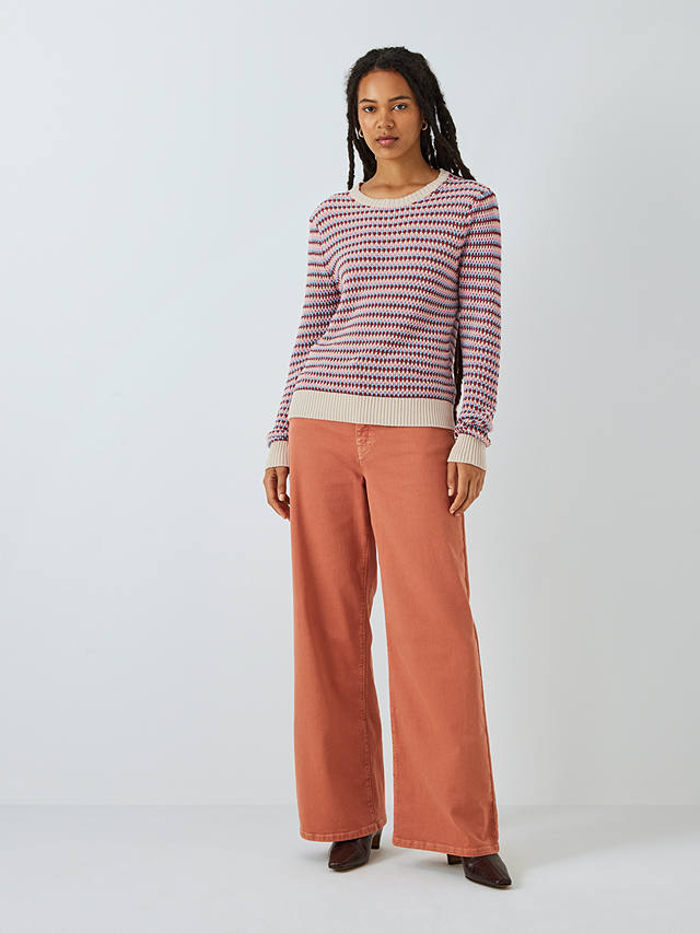 Weekend MaxMara Revere Striped Cotton Blend Jumper, Sand/Multi