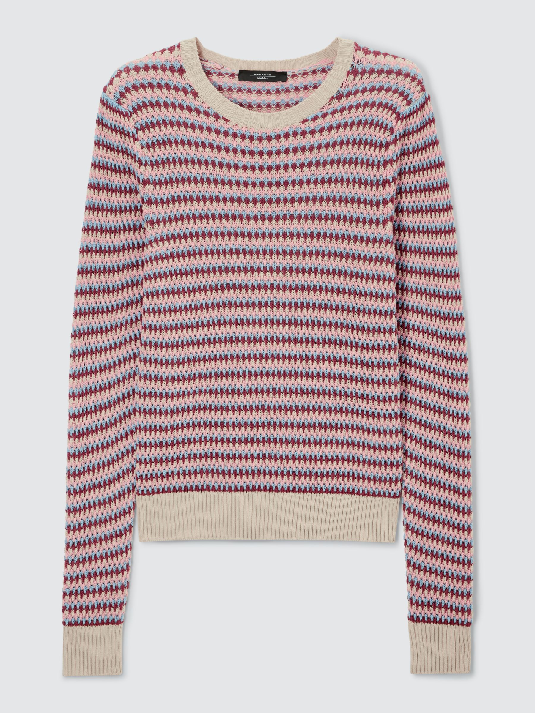 Weekend MaxMara Revere Striped Cotton Blend Jumper, Sand/Multi, L