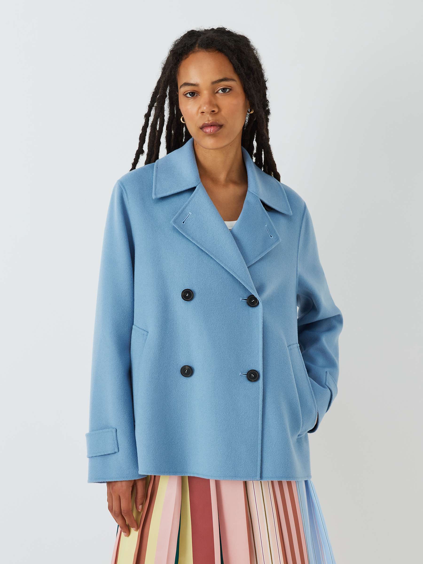 Buy Weekend MaxMara Usuale Wool Blend Short Pea Coat, Light Blue Online at johnlewis.com