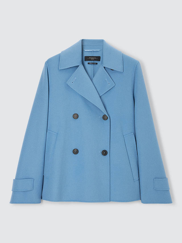 Weekend MaxMara Usuale Wool Blend Short Pea Coat, Light Blue