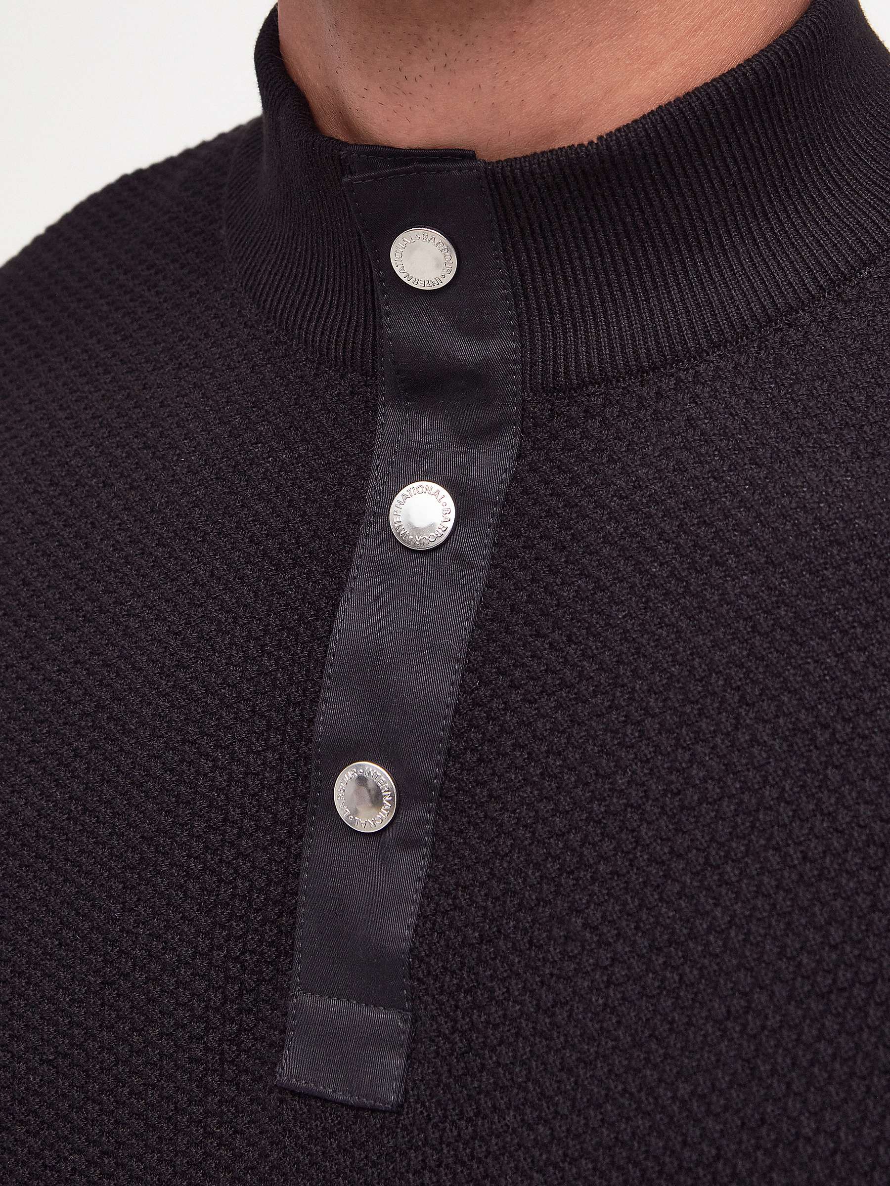 Buy Barbour International Murrey Quarter Button Knitted Jumper, Black Online at johnlewis.com