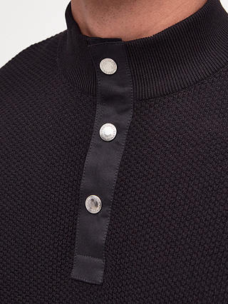 Barbour International Murrey Quarter Button Knitted Jumper, Black