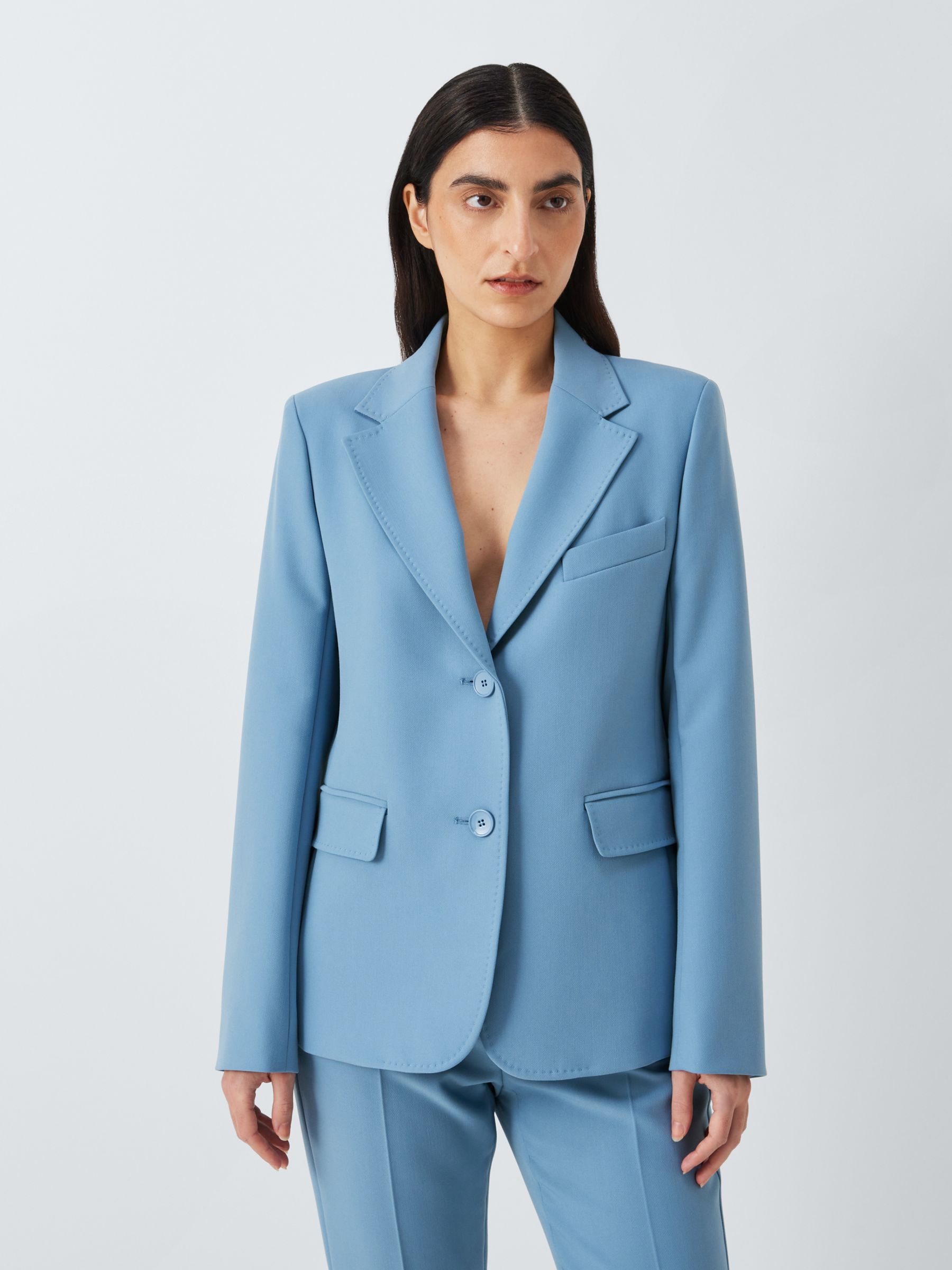 WELLINGTON SUITS Women's Elegant Stylish Office Fashion Light Blue Sky Blue  Blazer Jacket & Pants Suit Set