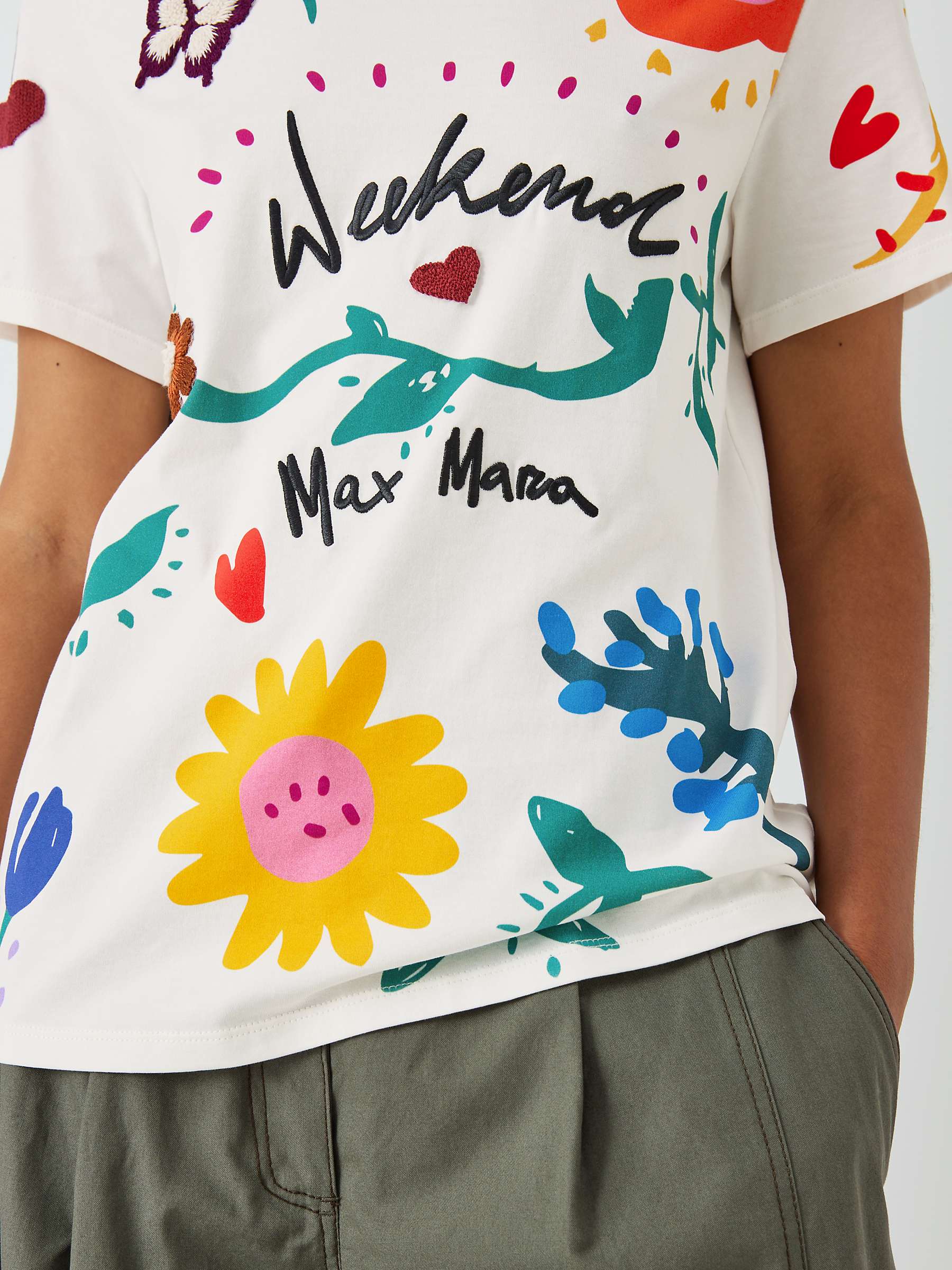 Buy Weekend MaxMara Cinema Textured T-Shirt, White/Multi Online at johnlewis.com