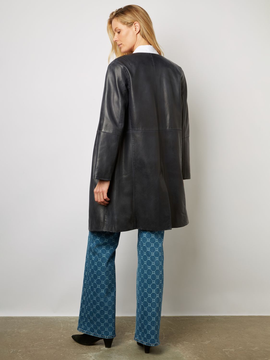 Buy Gerard Darel Jemima Long Leather Coat, Navy Online at johnlewis.com