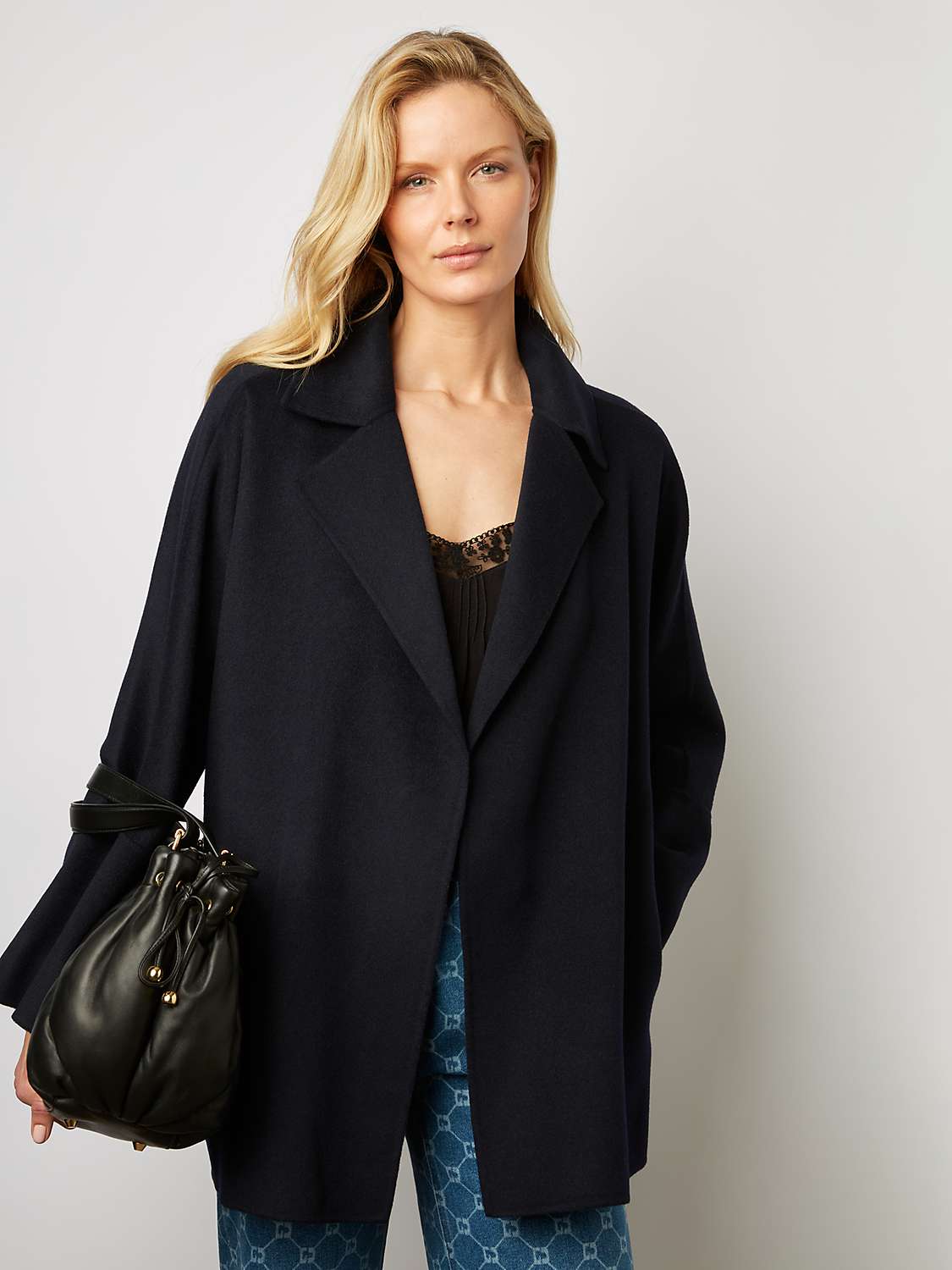 Buy Gerard Darel Noranne Wool Blend Wide Sleeve Belted Short Coat, Navy Online at johnlewis.com