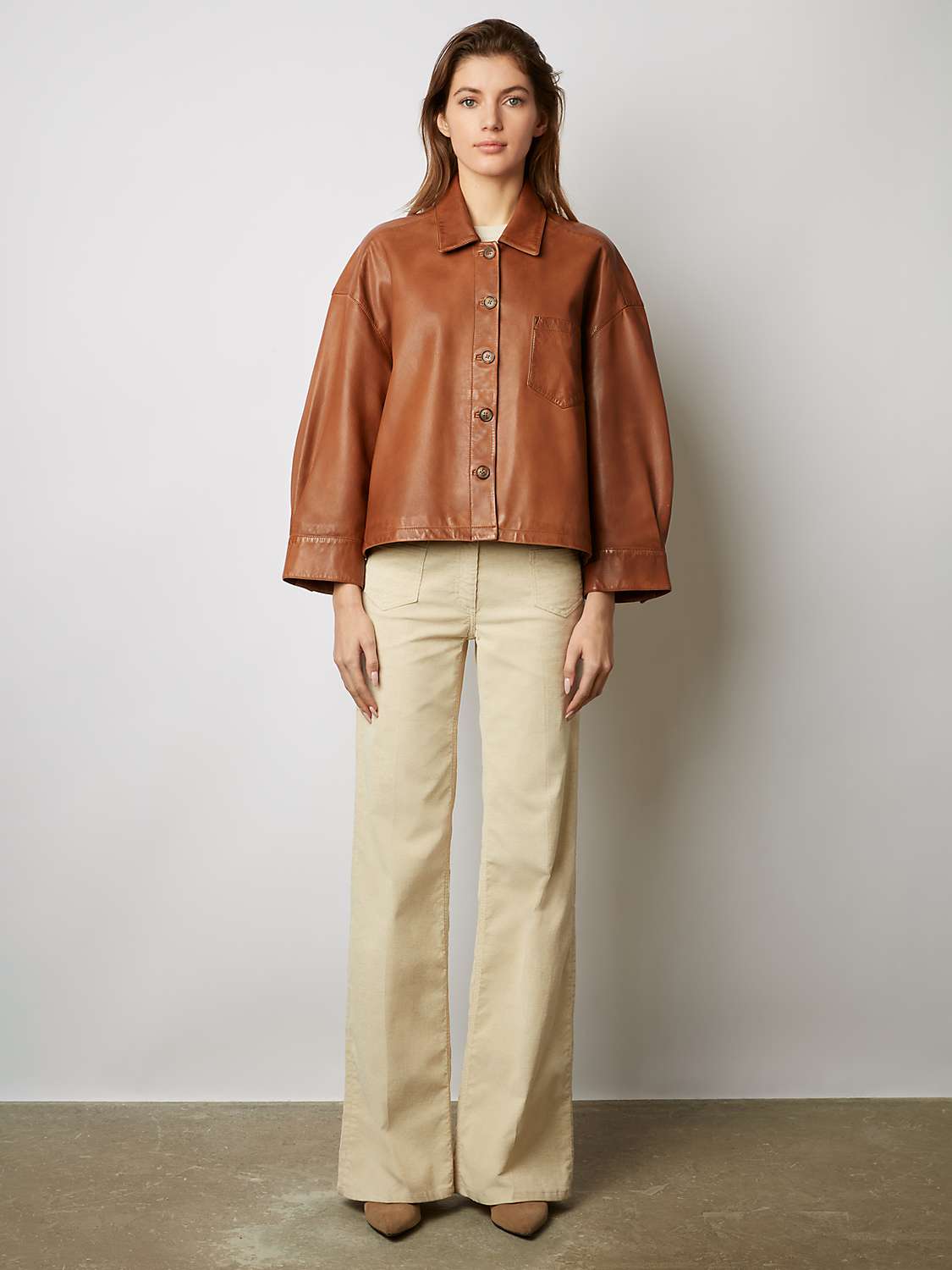 Buy Gerard Darel Jocya Leather Jacket, Brown Online at johnlewis.com
