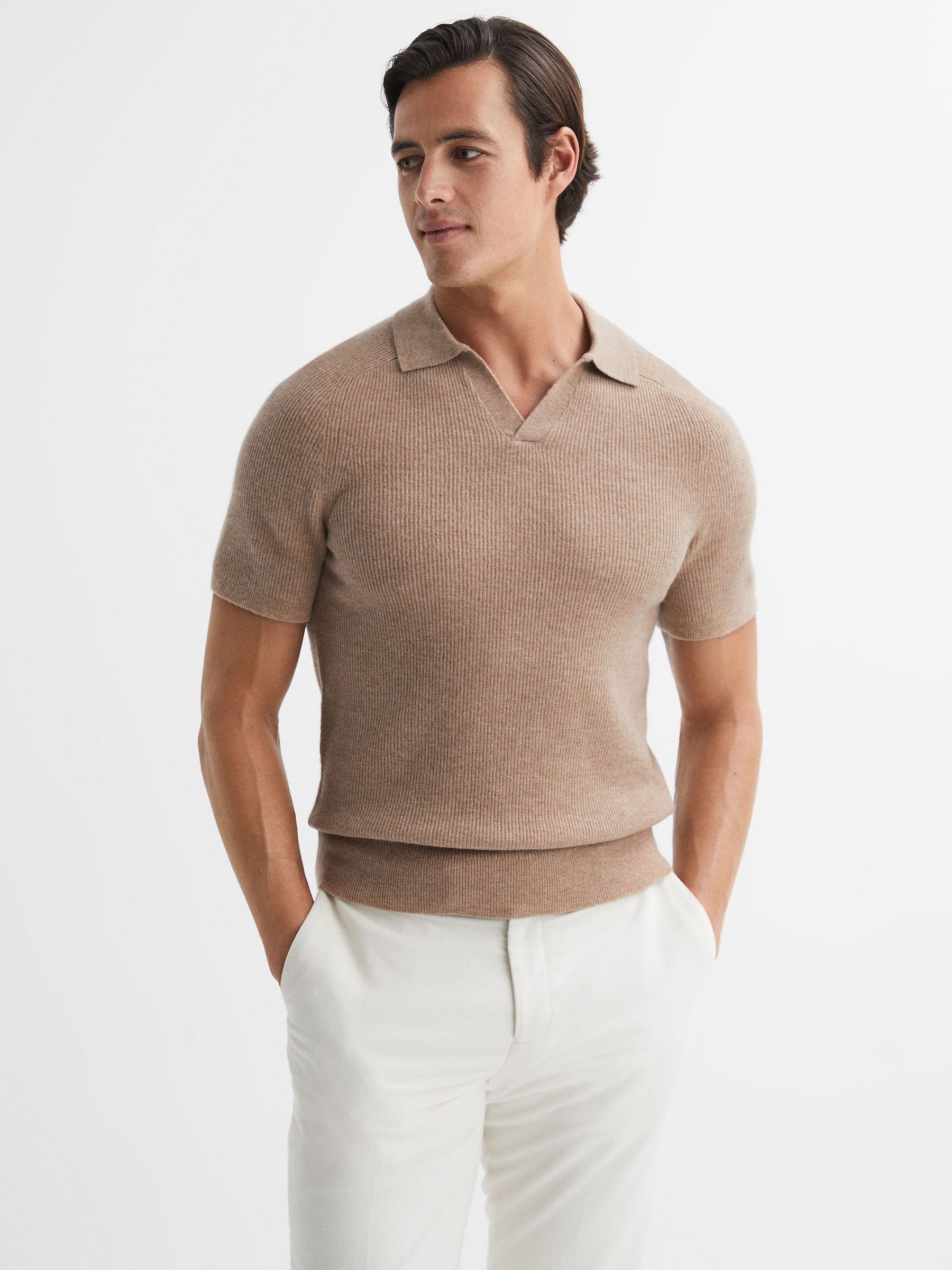 Buy Reiss Mortimer Wool Open Neck Ribbed Polo Online at johnlewis.com
