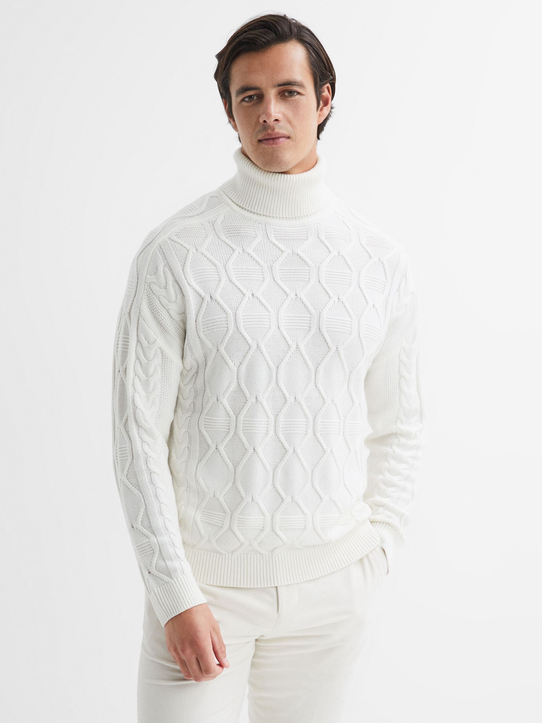 Buy Reiss Alston Long Sleeve Roll Neck Cable Jumper Online at johnlewis.com