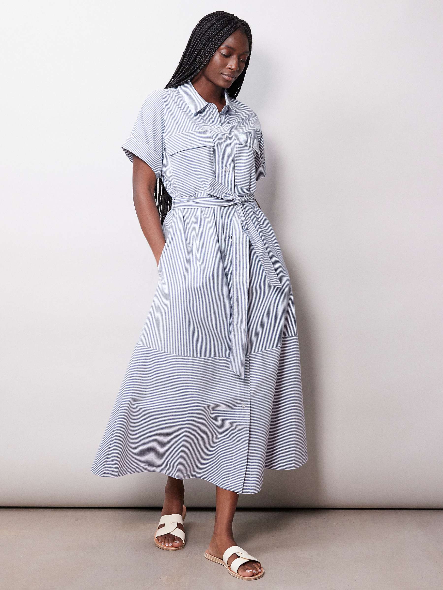 Buy Albaray Ticking Organic Cotton Stripe Dress, Blue Online at johnlewis.com