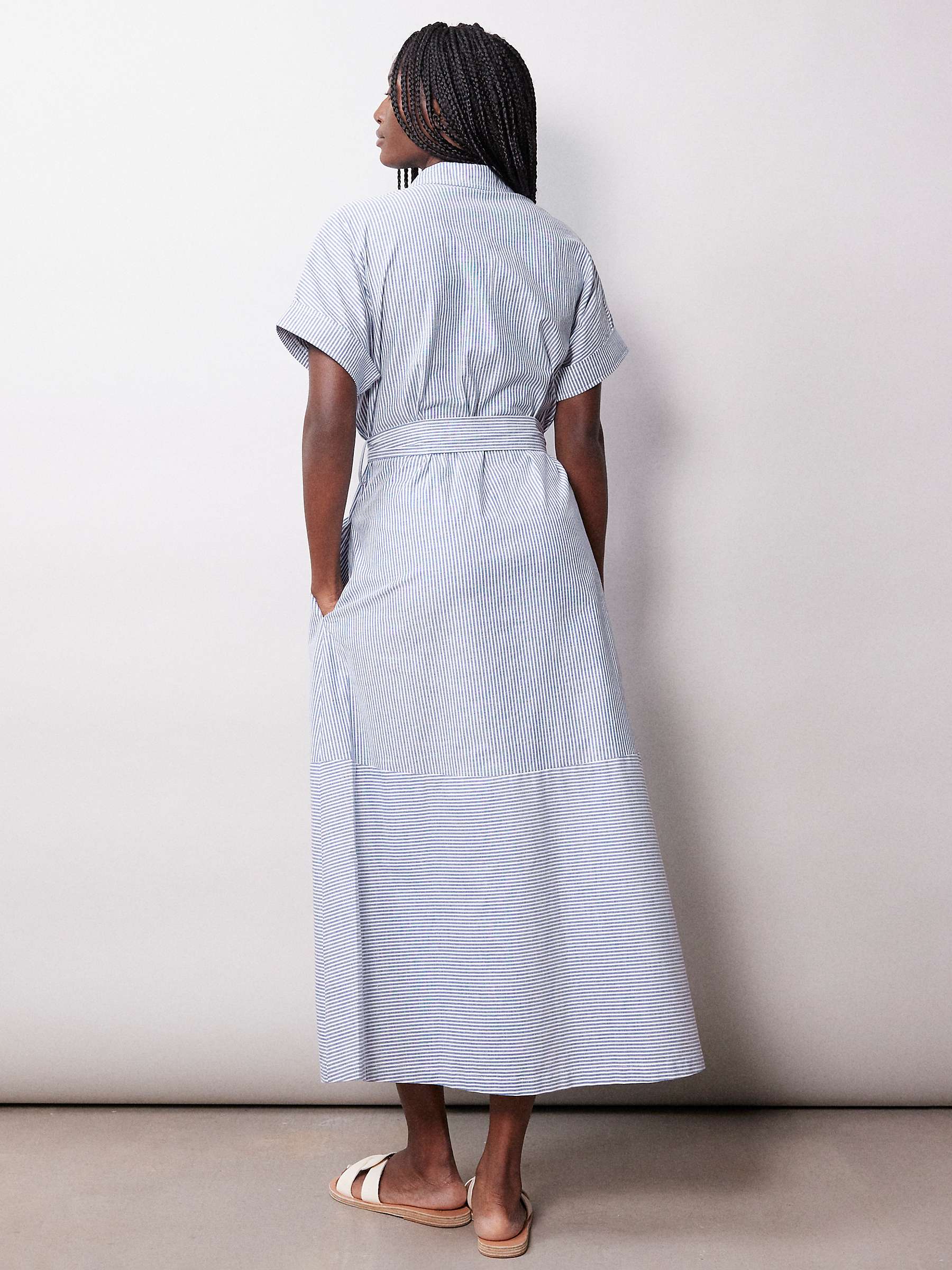 Buy Albaray Ticking Organic Cotton Stripe Dress, Blue Online at johnlewis.com