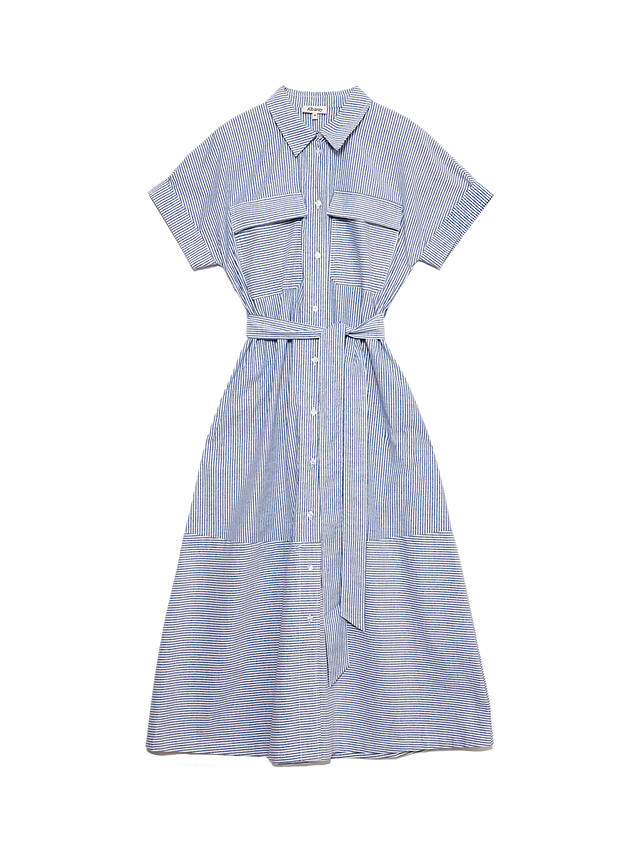 Albaray Ticking Organic Cotton Stripe Dress, Blue