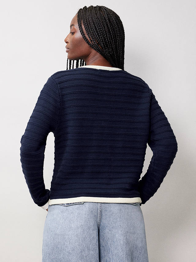 Albaray Knitted Contrast Trim Cardigan/Jacket, Navy