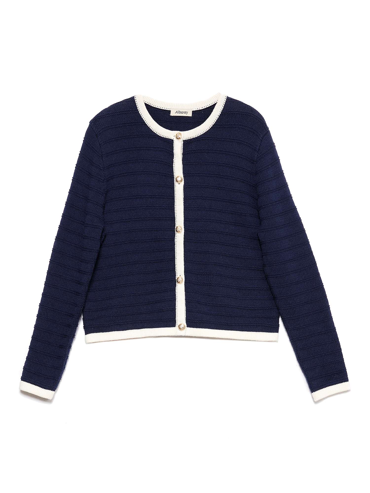 Buy Albaray Knitted Contrast Trim Cardigan/Jacket, Navy Online at johnlewis.com