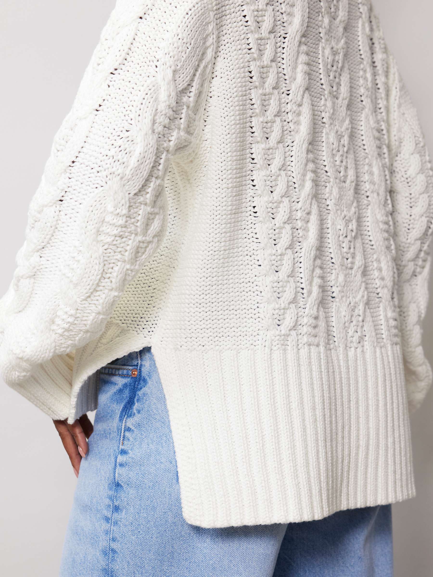 Buy Albaray Cotton Cable Knit Jumper, Cream Online at johnlewis.com