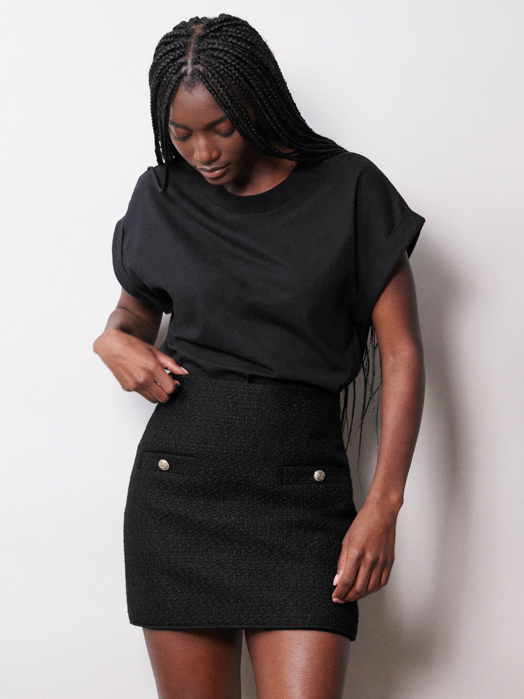 Buy Albaray Tweed Wool Blend Mini Skirt, Black Online at johnlewis.com
