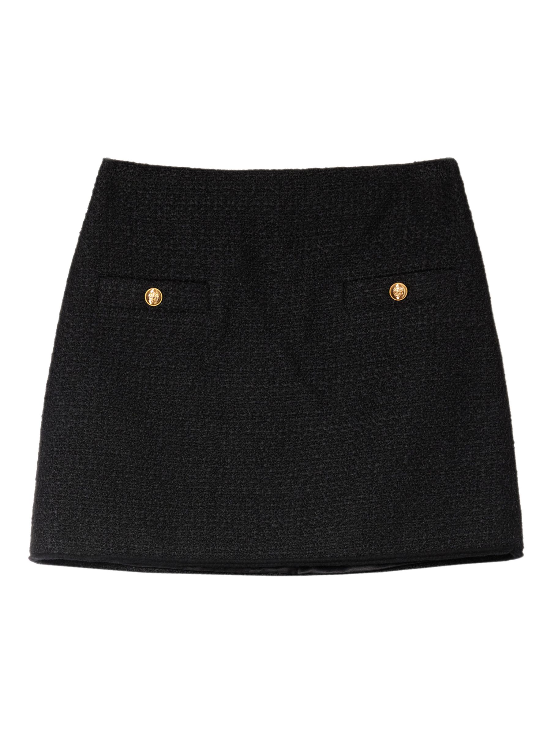 Albaray Tweed Wool Blend Mini Skirt, Black at John Lewis & Partners