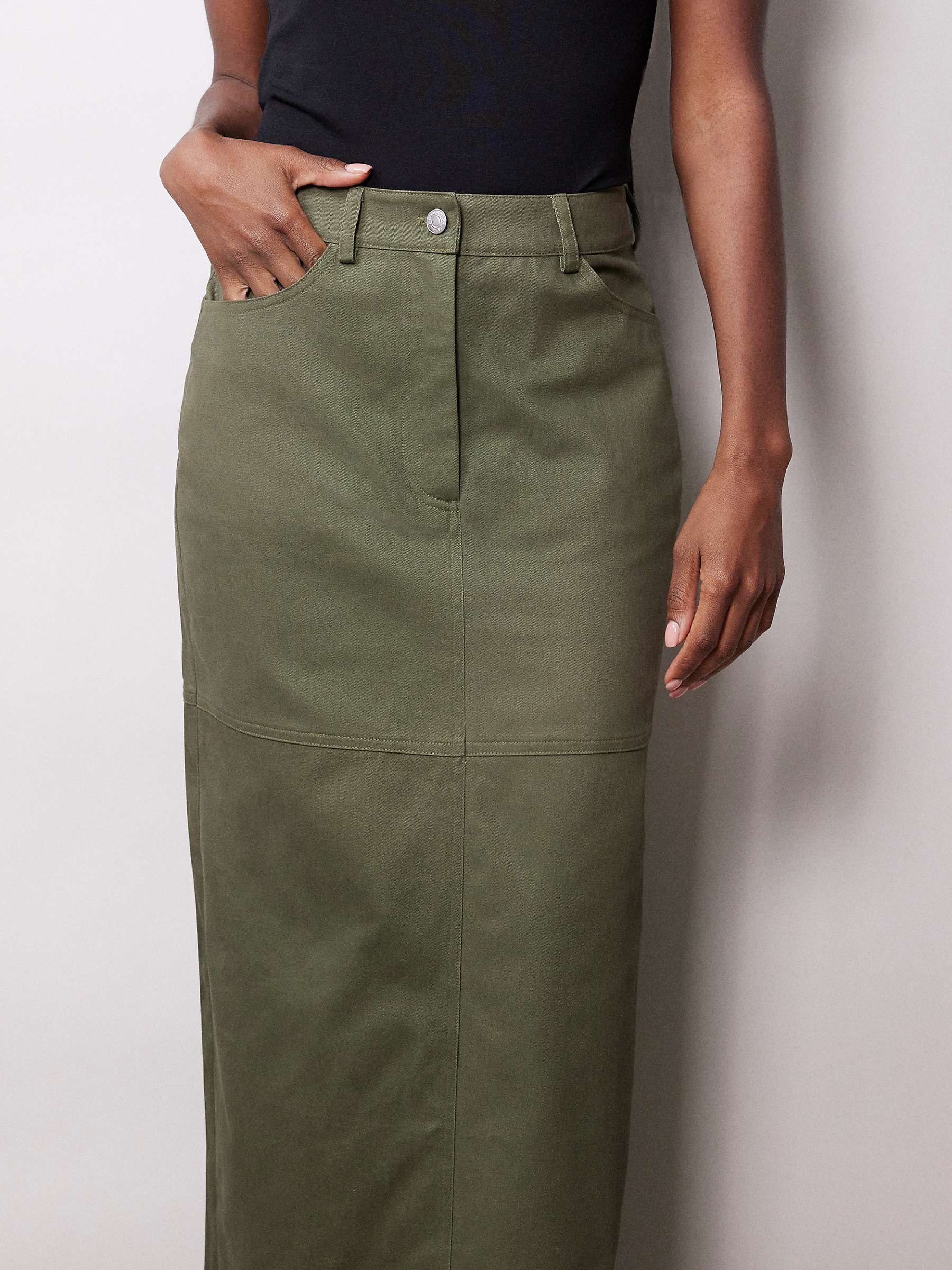 Buy Albaray Cotton Twill Maxi Skirt, Olive Online at johnlewis.com