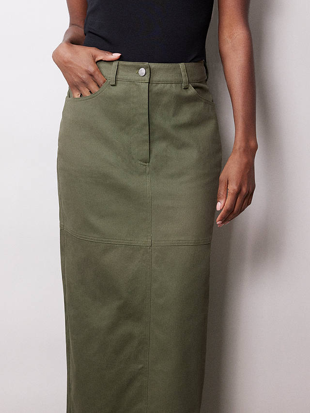 Albaray Cotton Twill Maxi Skirt, Olive