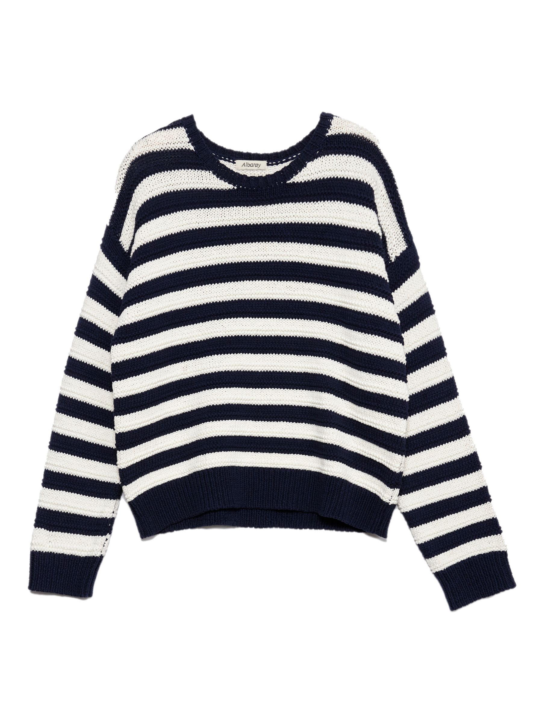 Buy Albaray Textured Stripe Cotton Jumper, Navy/White Online at johnlewis.com