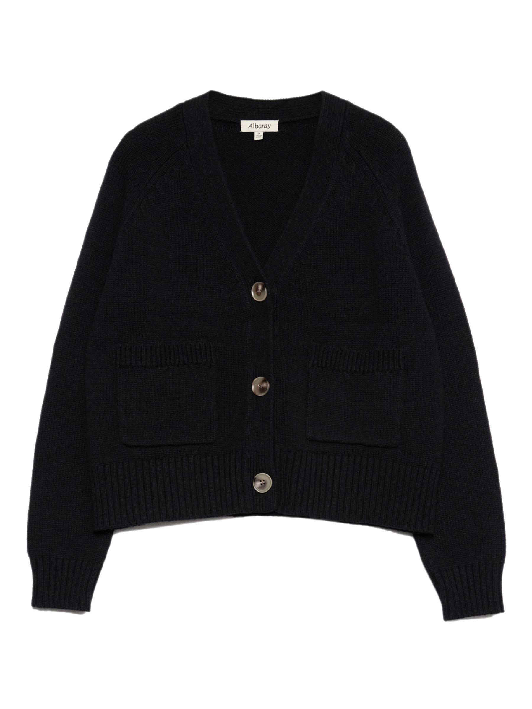 Albaray Relaxed Cotton Cardigan, Black at John Lewis & Partners