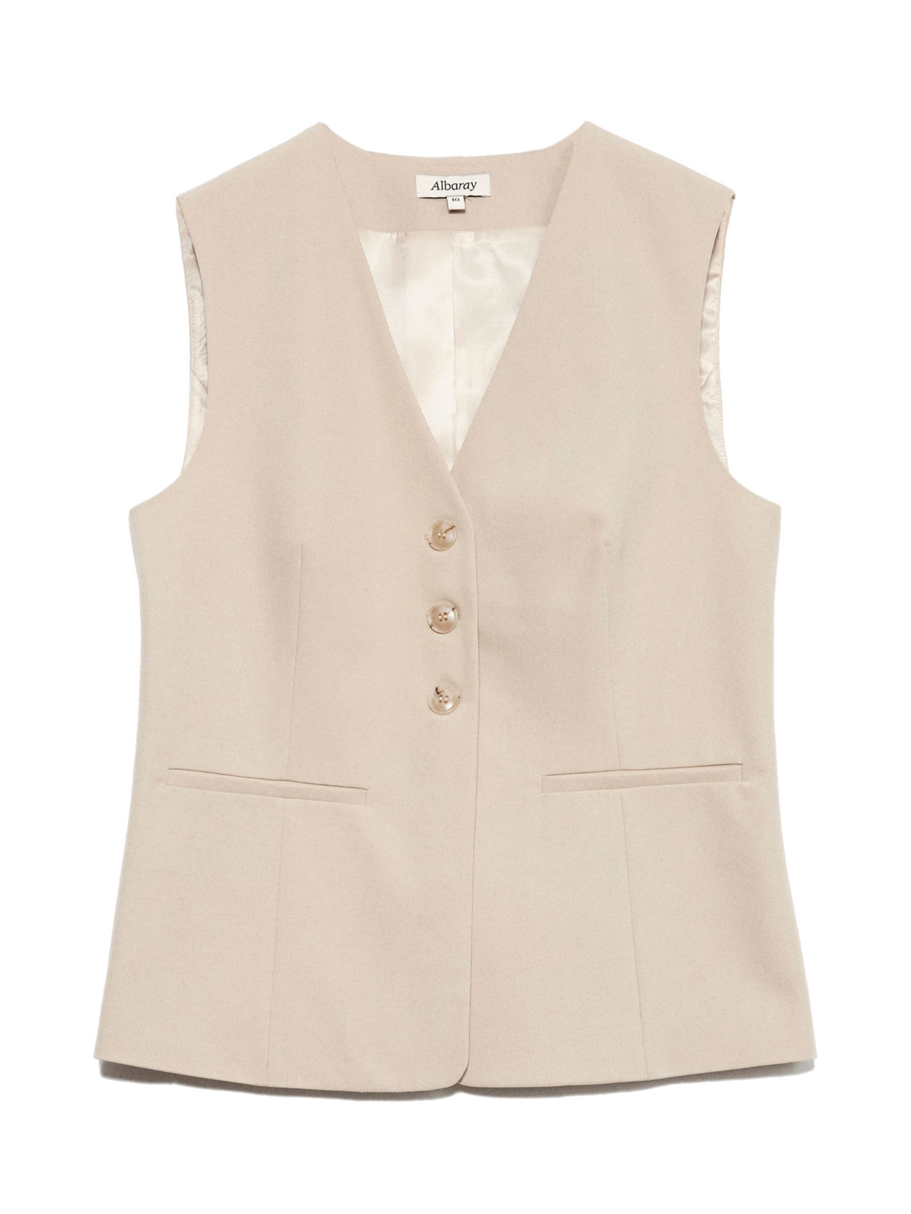 Albaray Tailored Cutaway Longline Waistcoat, Stone