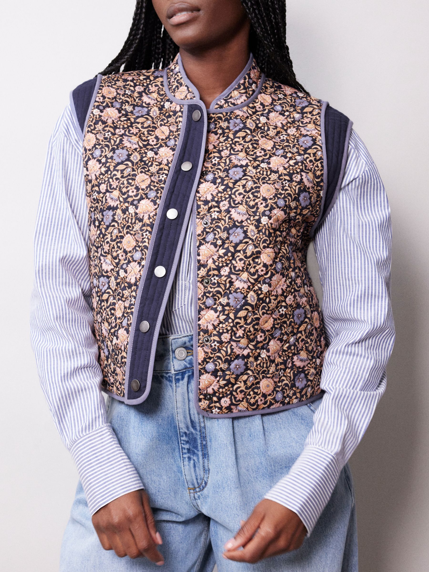 Buy Albaray Boho Floral Quilted Gilet, Navy/Multi Online at johnlewis.com