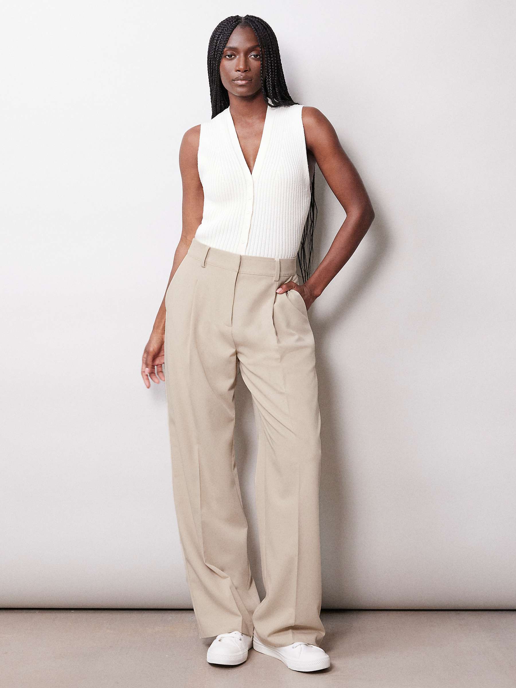 Buy Albaray Pleat Front Tailored Trousers, Stone Online at johnlewis.com
