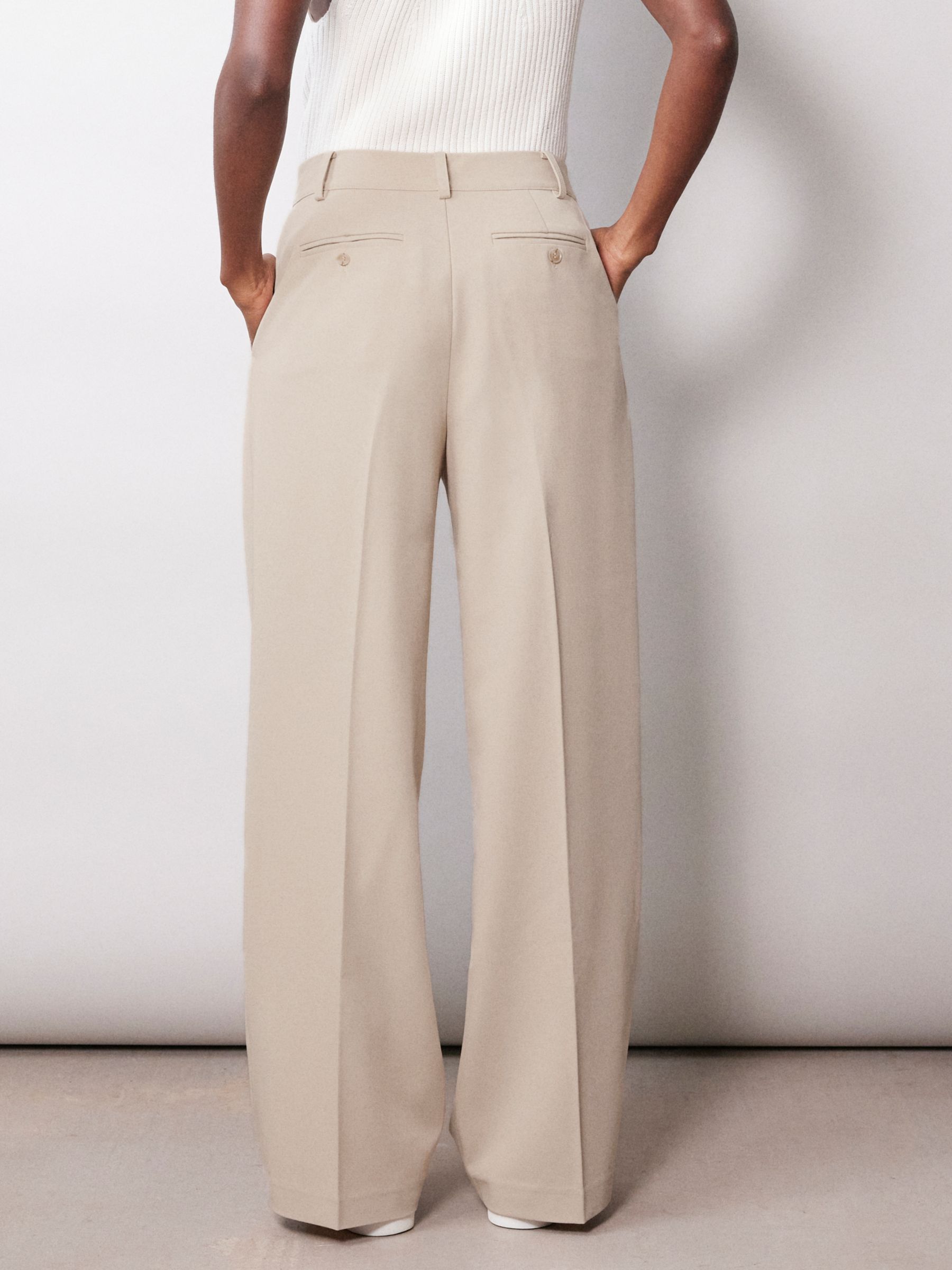 Albaray Pleat Front Tailored Trousers, Stone at John Lewis & Partners