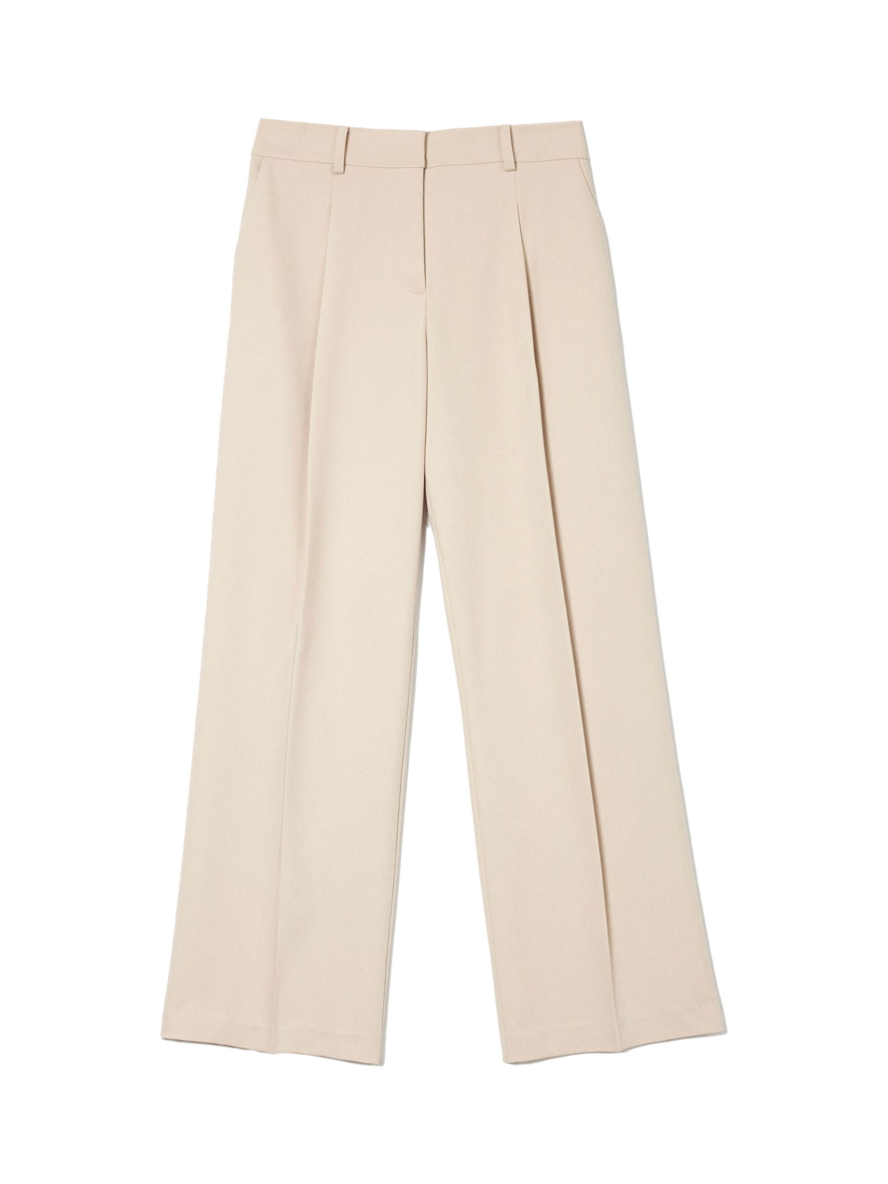 Albaray Wide-Leg Wool Blend Tailored Trousers, Grey, 8