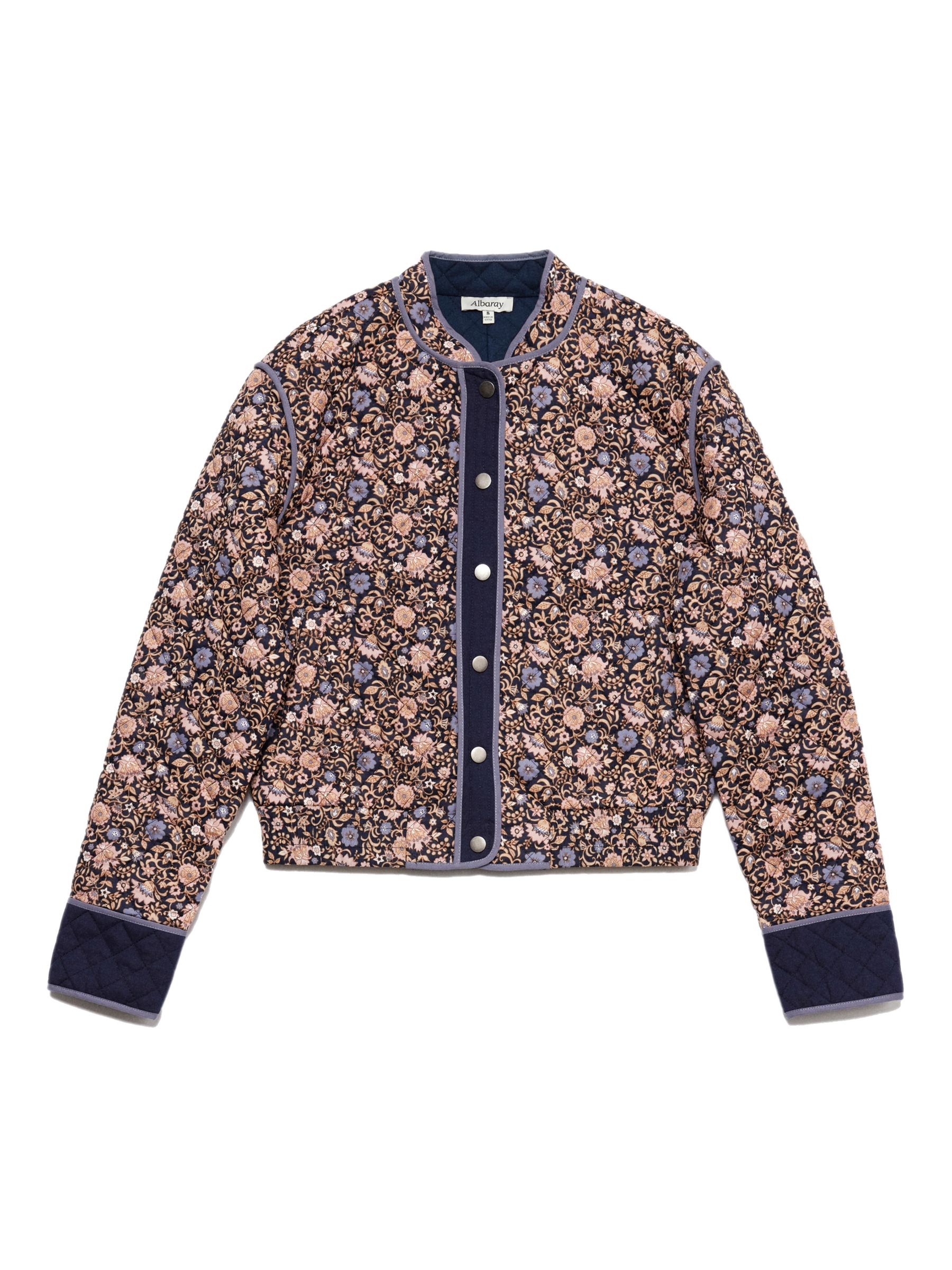 Buy Albaray Boho Organic Cotton Floral Quilted Jacket, Navy/Multi Online at johnlewis.com