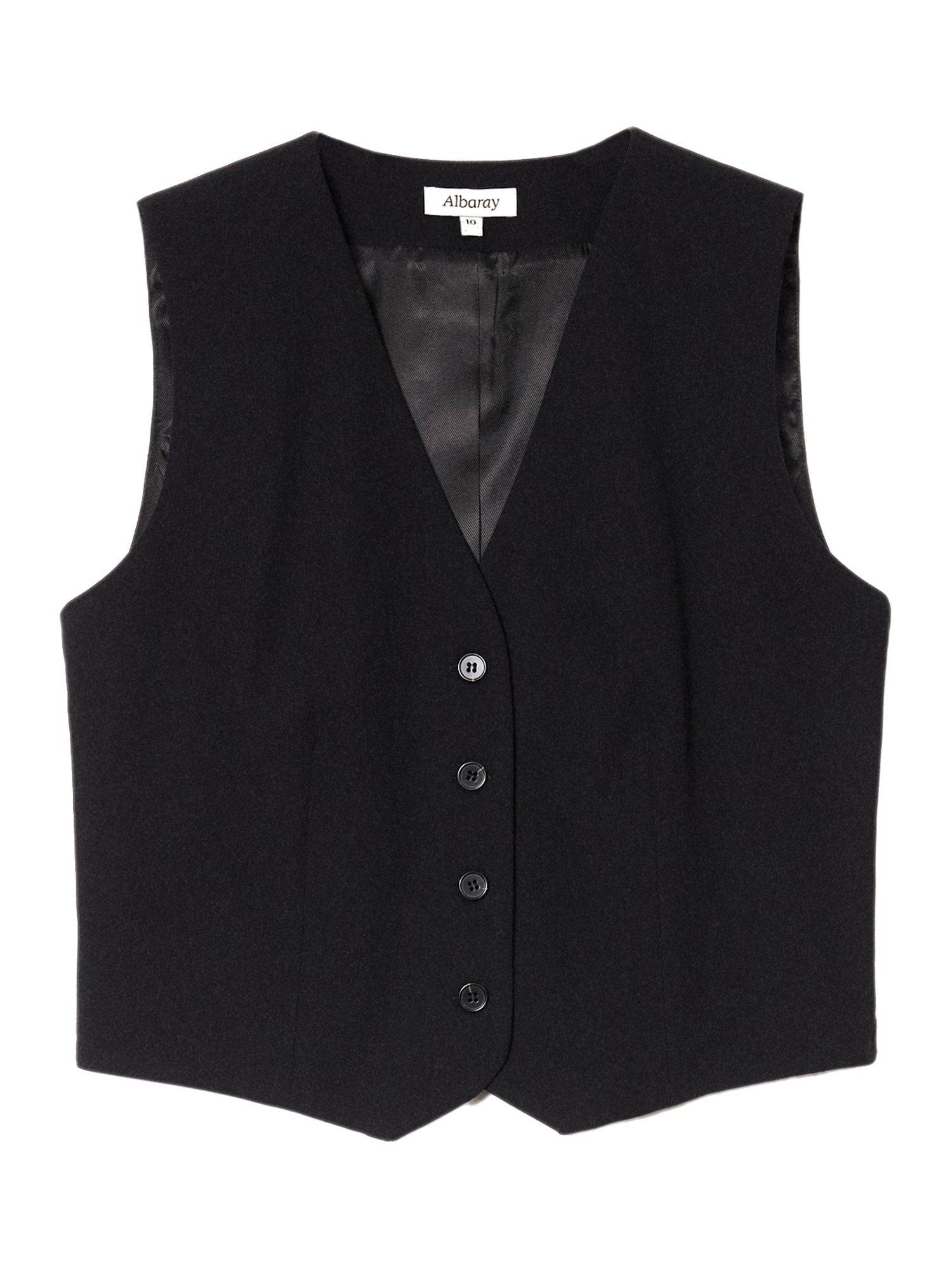 Albaray Plain Tailored Waistcoat, Black at John Lewis & Partners