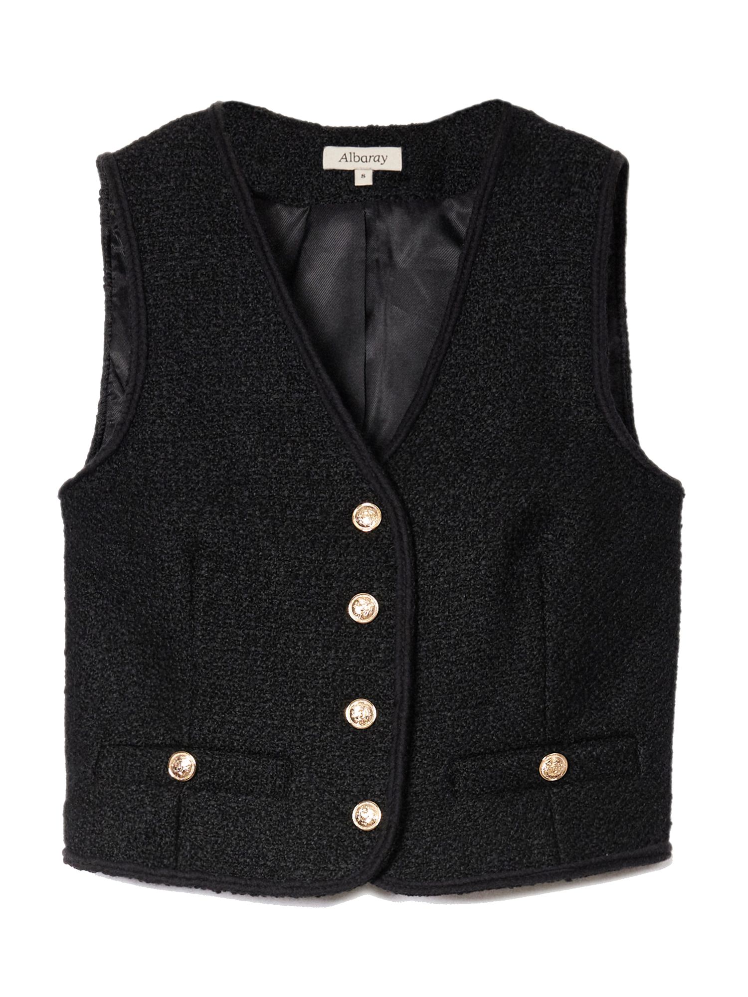 Buy Albaray Wool Blend Tweed Waistcoat, Black Online at johnlewis.com