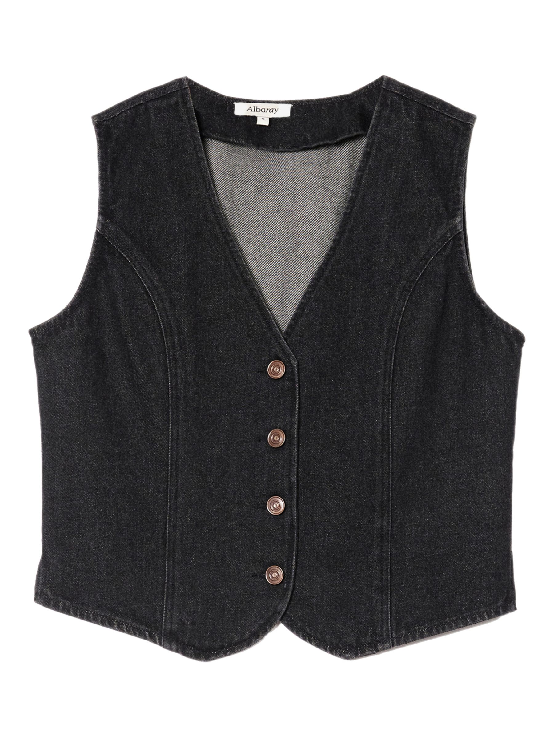 Albaray Denim Waistcoat, Black at John Lewis & Partners