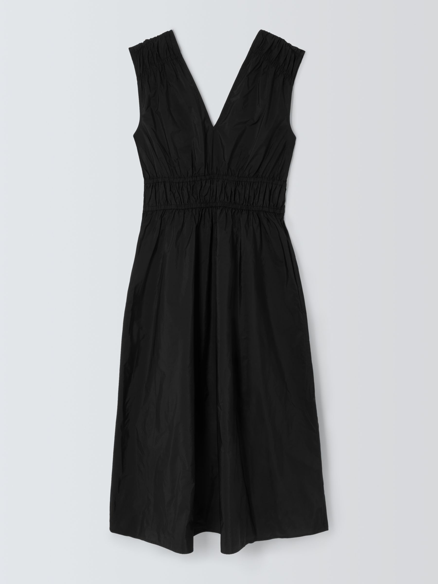 John Lewis Sleeveless Taffeta Dress, Black, 8