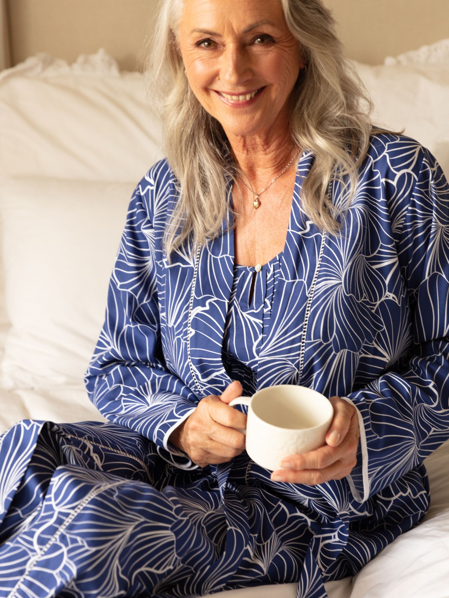 Buy Nora Rose by Cyberjammies Ceclia Shell Geometric Print Dressing Gown, Navy Online at johnlewis.com