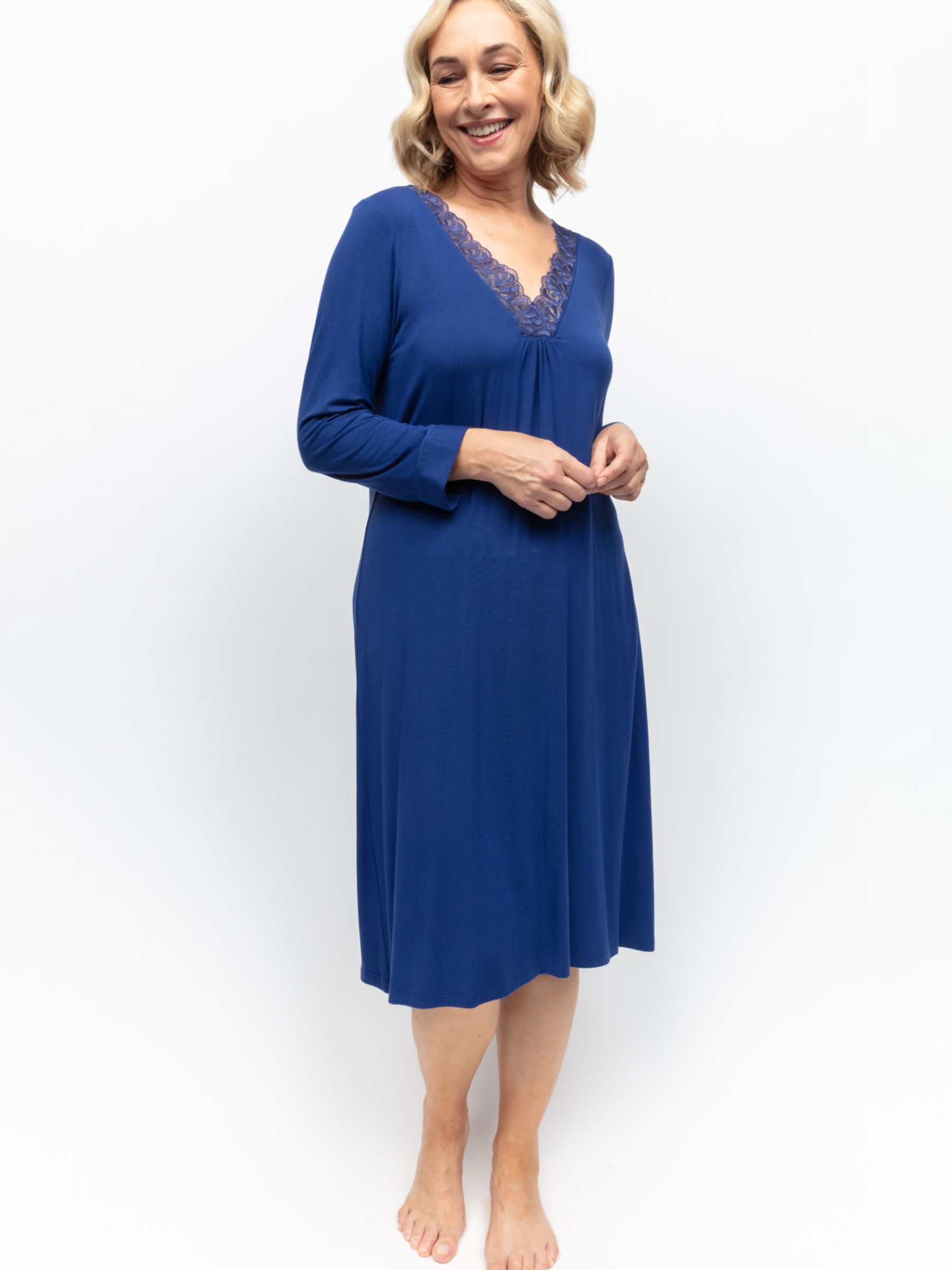 Nora Rose by Cyberjammies Ceclia Jersey Lace Nightdress, Navy at John Lewis  & Partners