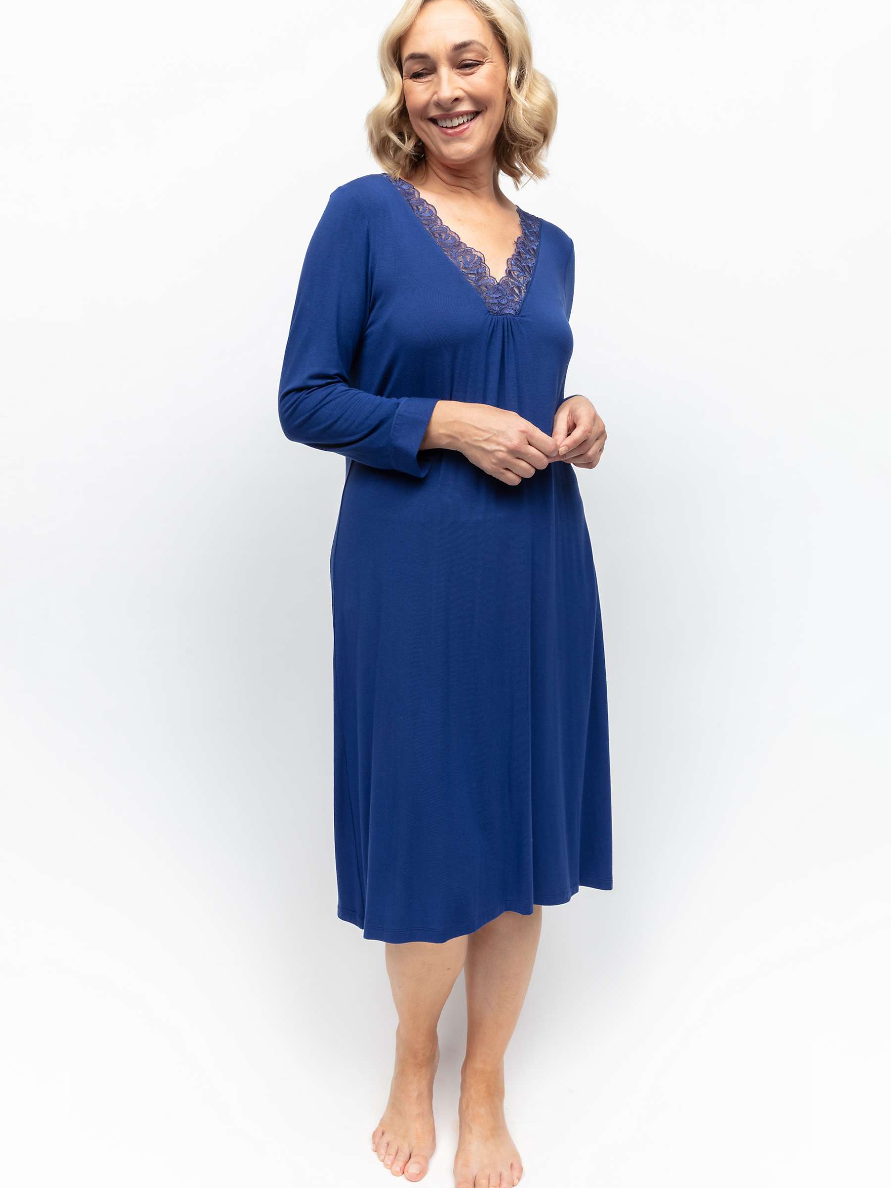 Buy Nora Rose by Cyberjammies Ceclia Jersey Lace Nightdress, Navy Online at johnlewis.com