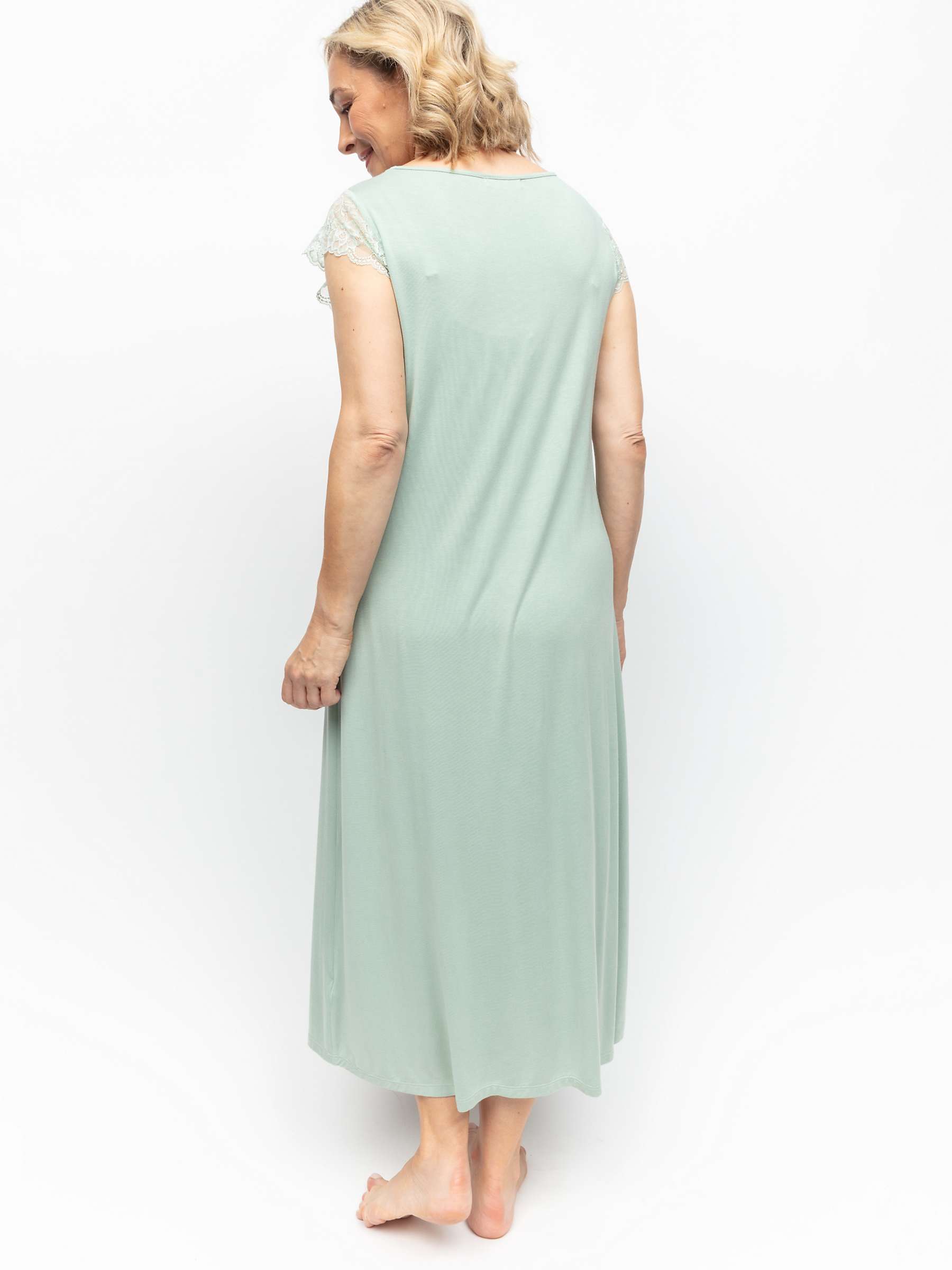 Buy Cyberjammies Julia Jersey Knit Long Lace Nightdress, Sage Online at johnlewis.com