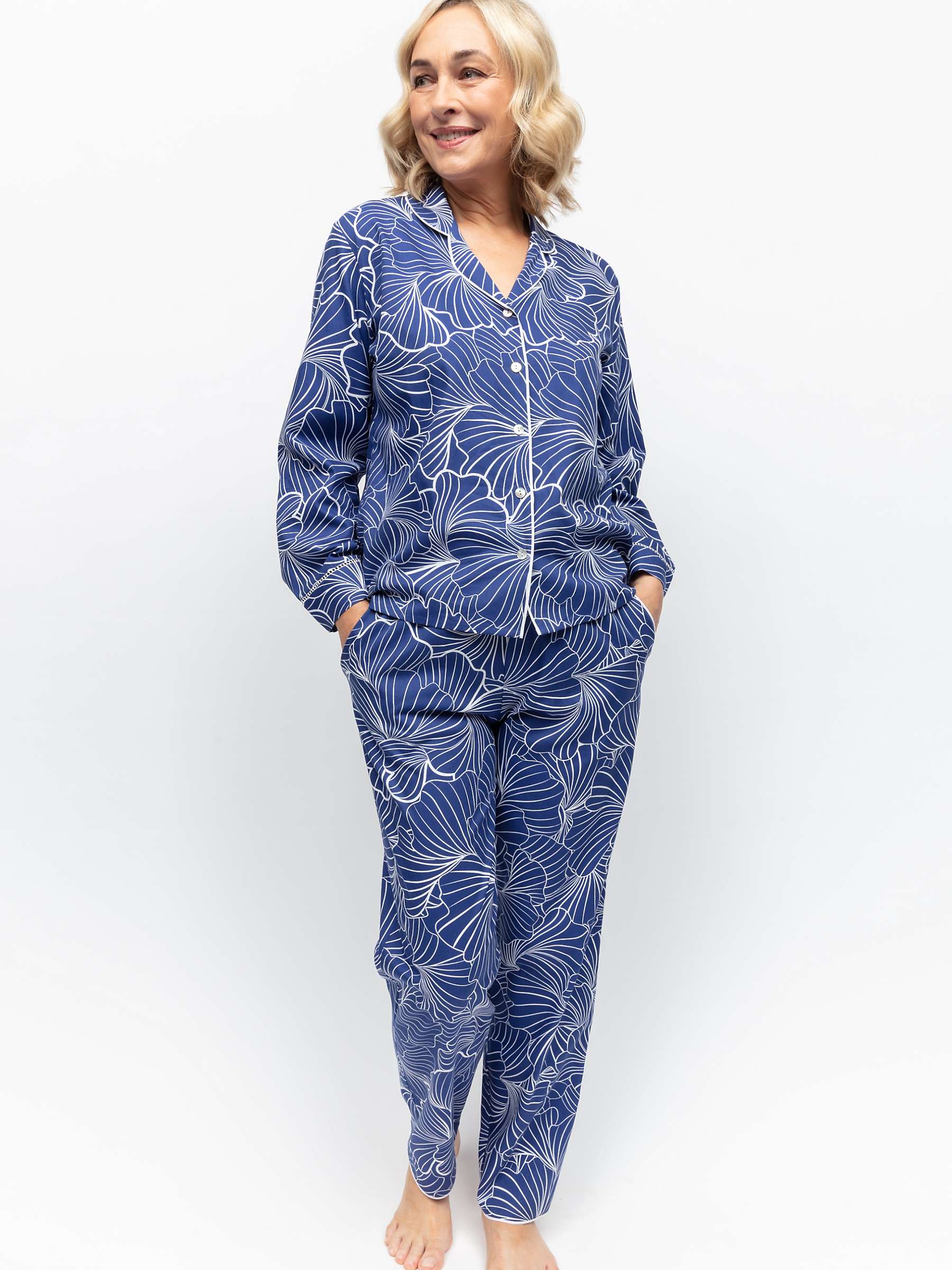Buy Nora Rose by Cyberjammies Cecila Shell Geometric Shirt Long Pyjama Set, Navy Online at johnlewis.com