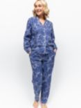 Nora Rose by Cyberjammies Cecila Shell Geometric Shirt Long Pyjama Set, Navy