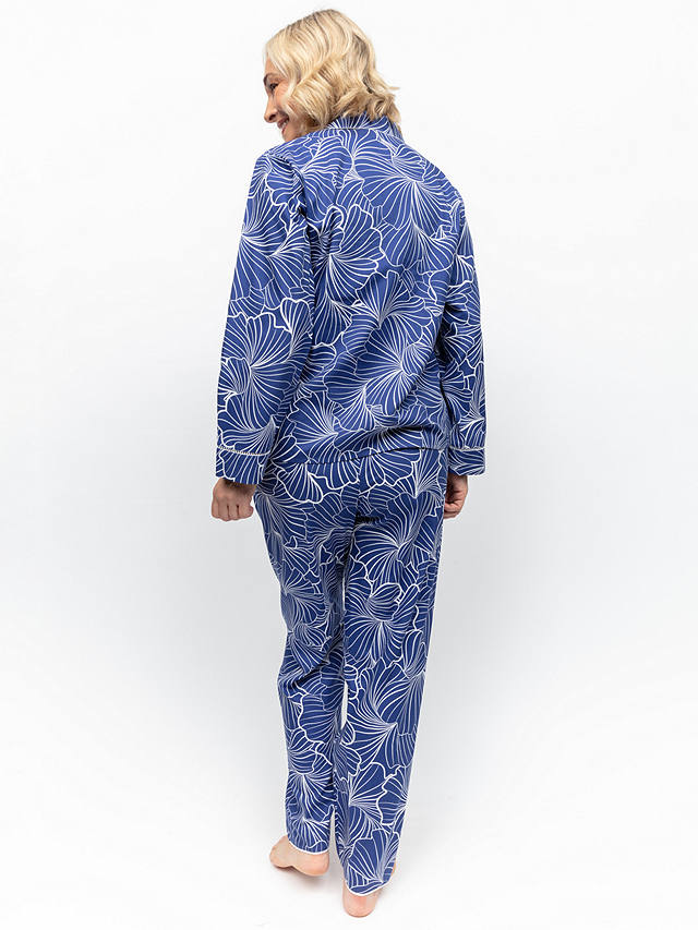 Nora Rose by Cyberjammies Cecila Shell Geometric Shirt Long Pyjama Set, Navy