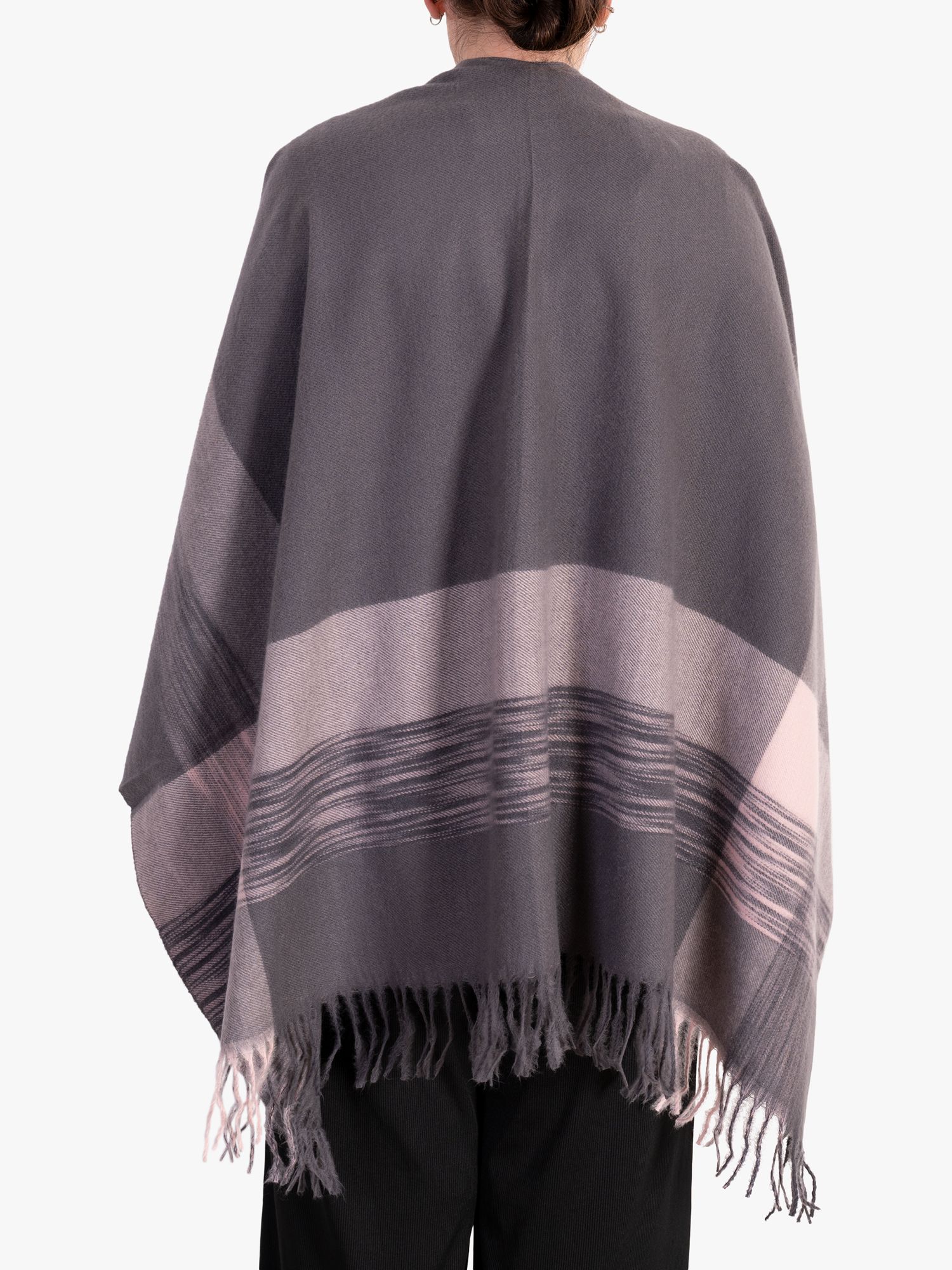 chesca Fringe Striped Wrap, Grey/Pink at John Lewis & Partners